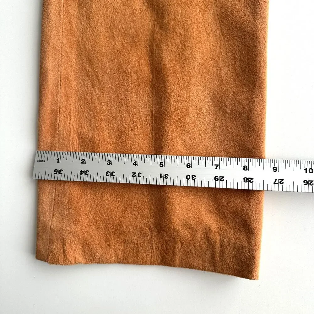 Saks Fifth Avenue VTG Lamb‎ Suede Pleated Straight Leg Peach Trouser Pants 6 8